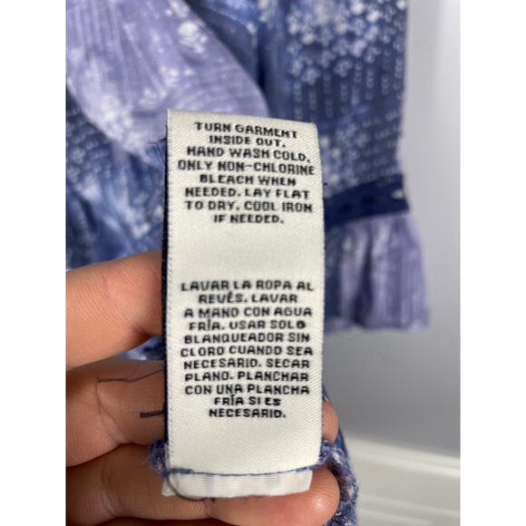 Zack & Rachel, Size 2X, Blue & Purple Patchwork Boho Blouse, Crochet Trim, Plus - Picture 4 of 7